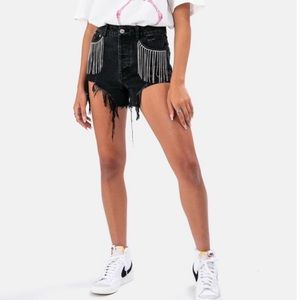 Adika Shorts | Rhinestone Shorts Black |